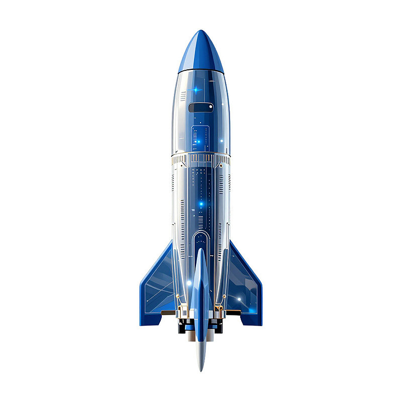 蓝色未来感火箭模型图片