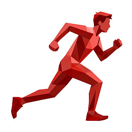 红色多边形风格跑步人物