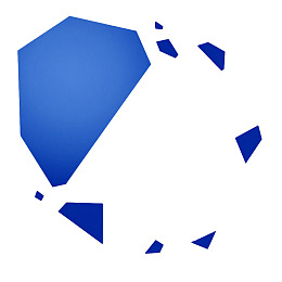 蓝色几何碎片环绕图案