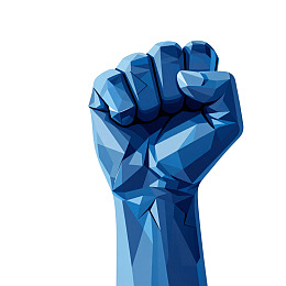 蓝色多边形拳头图案图片