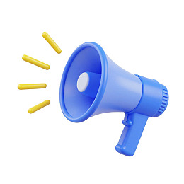 蓝色扩音器发出黄色声波