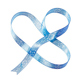 蓝色花纹丝带心形结图片