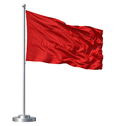 红色旗帜在旗杆上飘扬