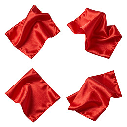 四张红色绸缎褶皱布料特写