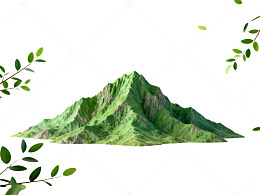 绿色山景自然插画