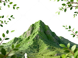 自然风光山景绿植插画