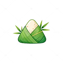 绿色卡通粽子插画素材