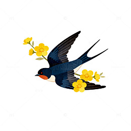 燕子飞花插画