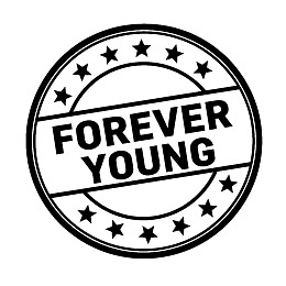圆形印章图案印有‘FOREVER YOUNG’