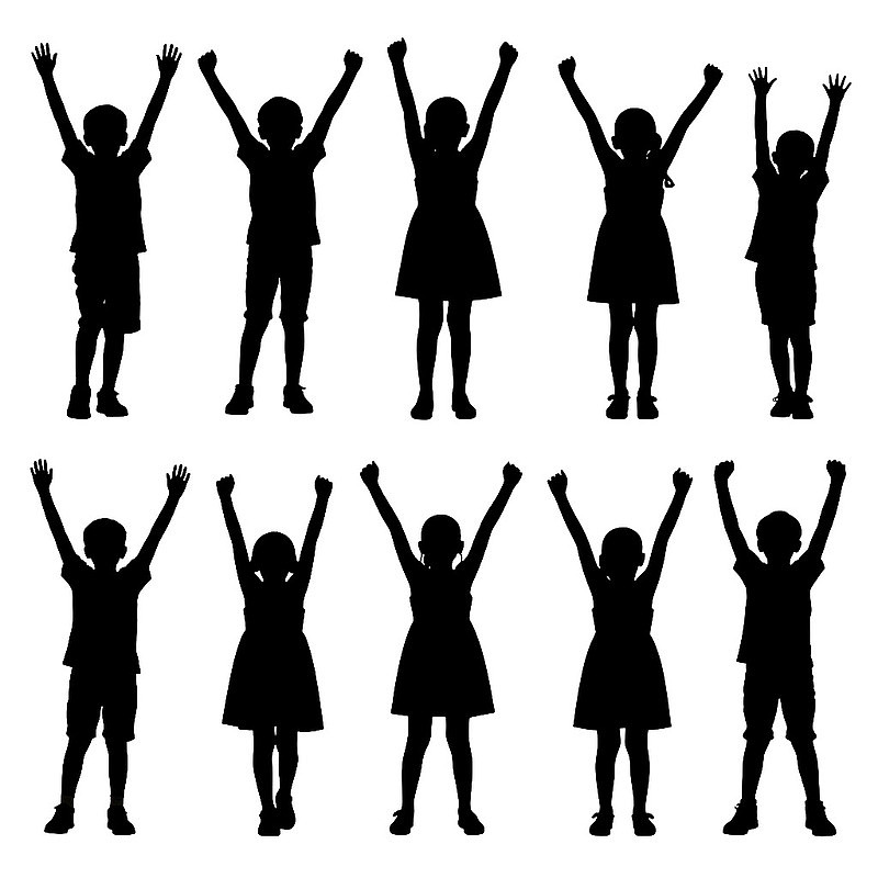 儿童举手剪影集合图片