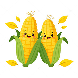 卡通可爱玉米插画设计素材