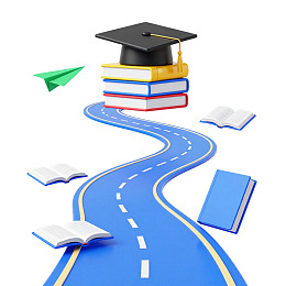 学业之路：书本与学位帽