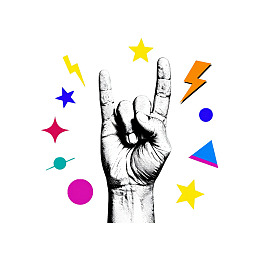 手比摇滚手势配多彩图案