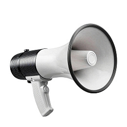 白色背景上的黑白扩音器