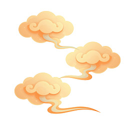 三朵卡通风格的橙色云朵