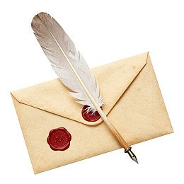 复古信封配羽毛笔图片