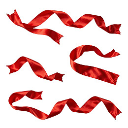 红色丝带弯曲飘逸图案