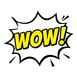 黄色大写字母'WOW!'爆炸气泡