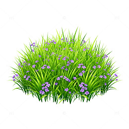 卡通风格草地花卉插画