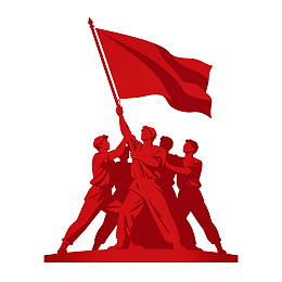 红色旗帜雕塑群像图片