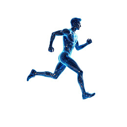 蓝色星云纹理男性奔跑形象