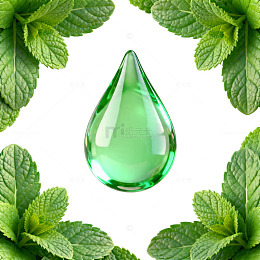 薄荷精油滴落图