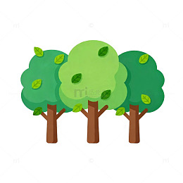 卡通风树木插画设计素材