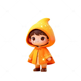 卡通雨衣小孩插画