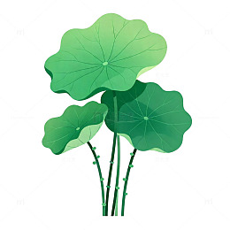 绿色荷叶卡通风格矢量插画