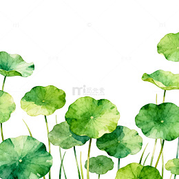 水彩荷叶装饰画设计素材