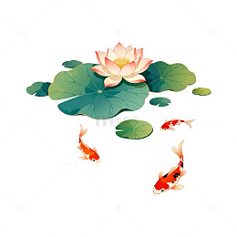 水墨荷花锦鲤装饰画