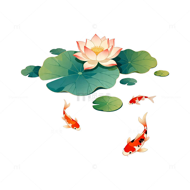水墨荷花锦鲤装饰画