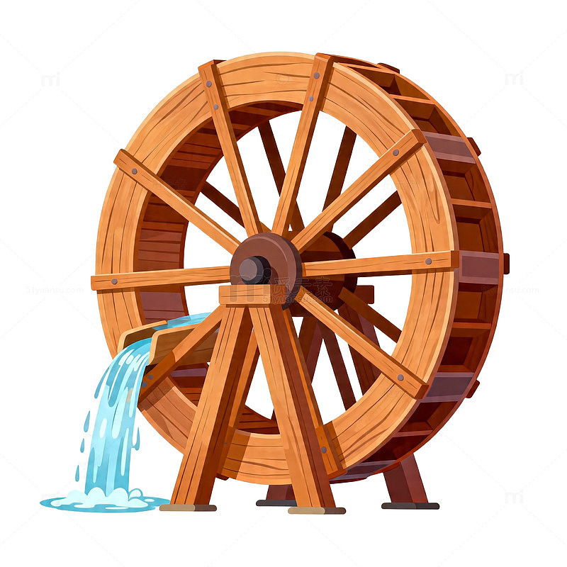 卡通水车插画素材