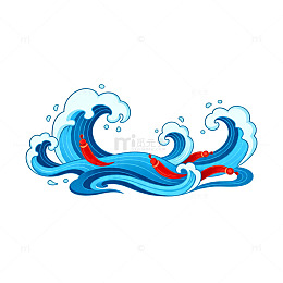 海浪卡通图案插画设计元素