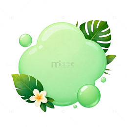 清新绿叶气泡装饰图案