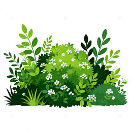 矢量插画绿植花丛图案设计素材