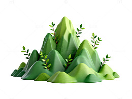 卡通绿色山丘插画素材