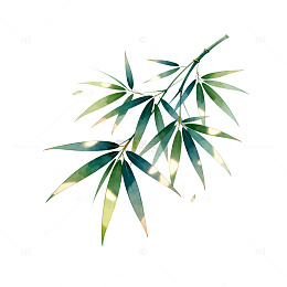 水彩竹叶清新矢量装饰图案