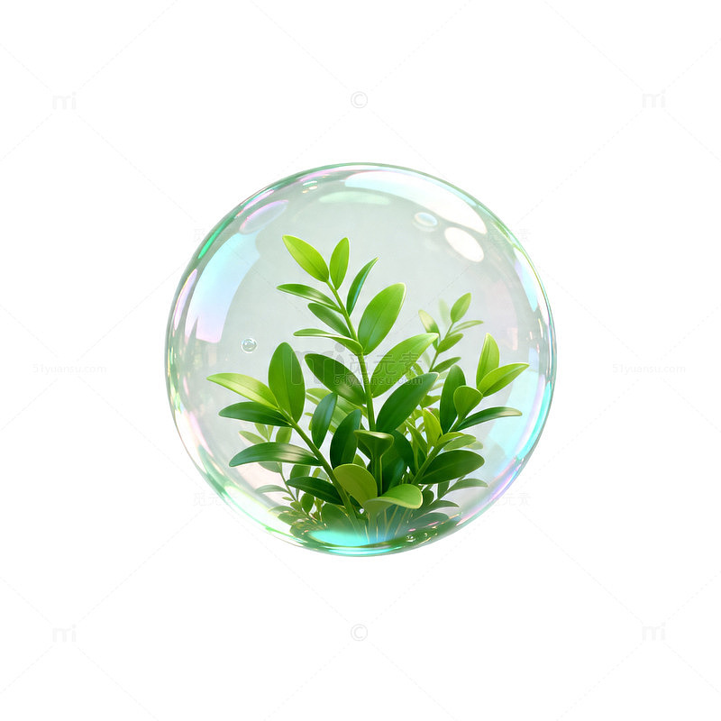 气泡内绿植创意艺术图片