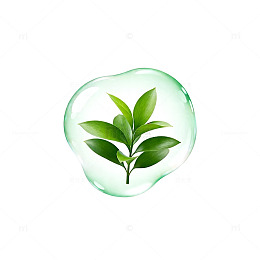 绿色植物泡泡创意图案