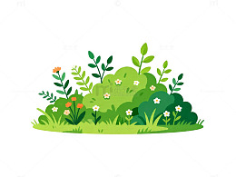 卡通风绿色植被插画