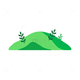 简约绿色小山丘插画