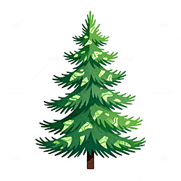 卡通风格松树矢量插画