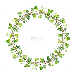 绿色植物花环装饰图案