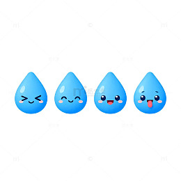 可爱水滴表情插画