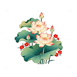 古典风荷花水墨画设计元素