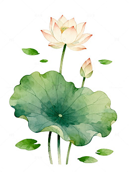 水墨风荷花淡雅插画