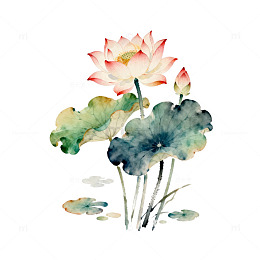 水墨荷花国画艺术画作