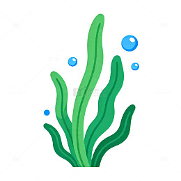 简约卡通水草气泡矢量图