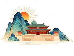 古风山水宫殿插画